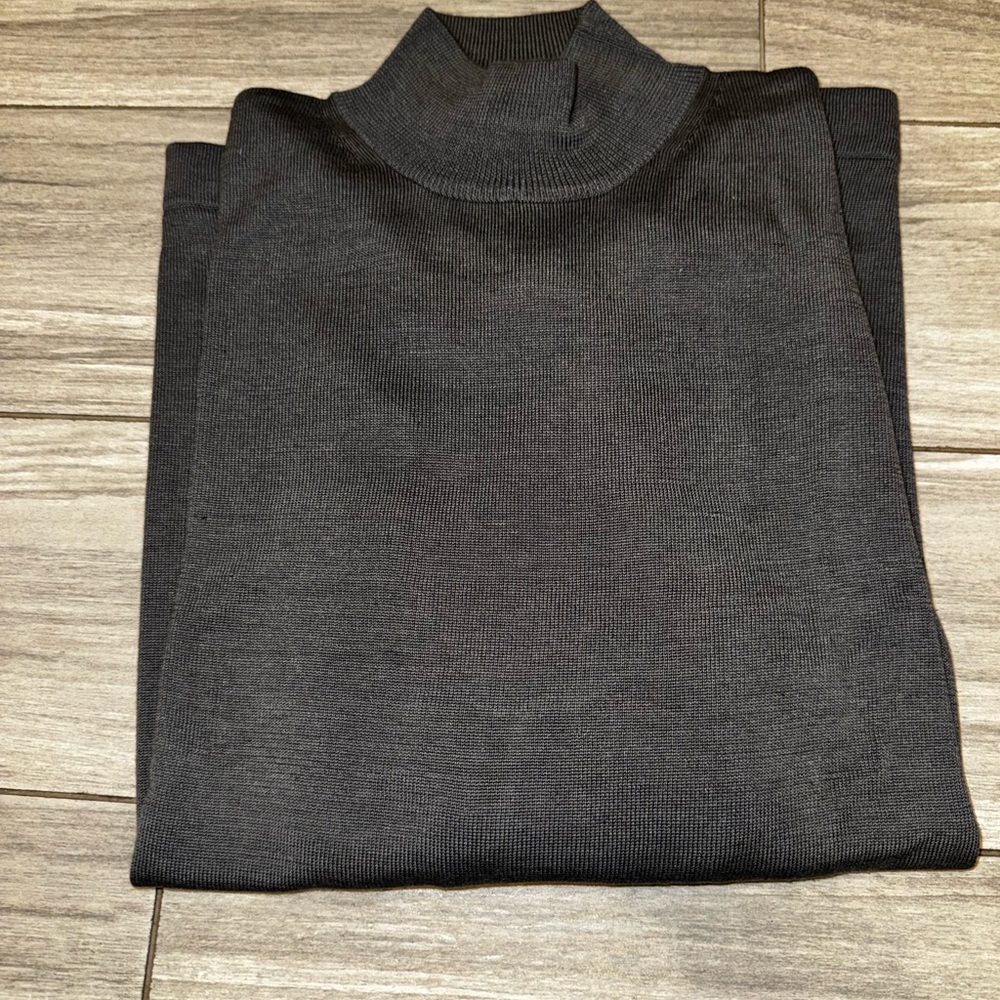 VINTAGE August Silk Men's Gray Tight-Knit Silk Cotton Sweater Mock Neck Size M